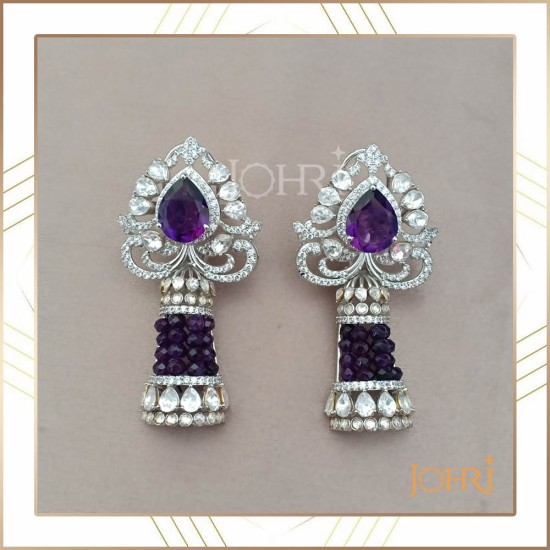 Amethyst diamond earring