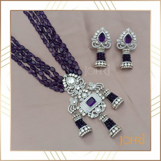 Amethyst diamond set